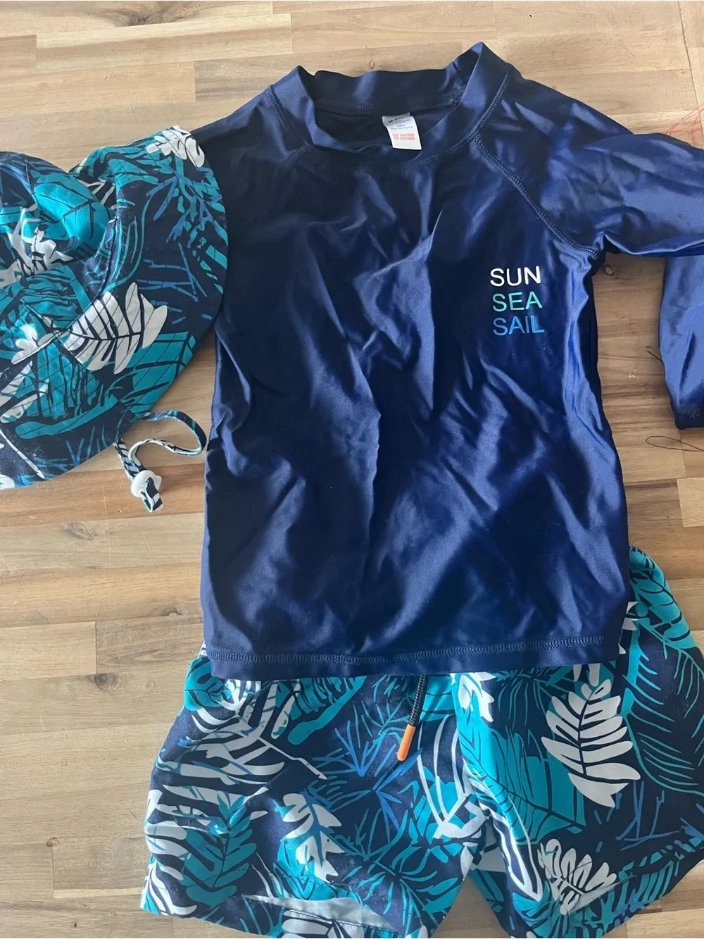 Kids Sun Sea Sail Navy Rash Guard Swim Set